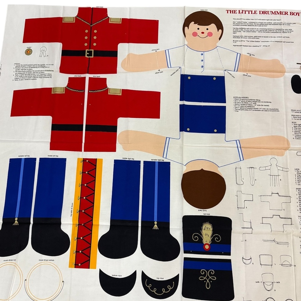 Cut and Sew Fabric Panel Vintage Christmas The Little Drummer Boy Uncut